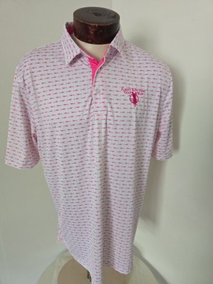 Bobby Jones Men's L Pink White Bonefish Golf Polo Shirt Robert Trent Jones