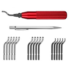 Metal Wood Plastic Deburring Tool Kit with 15 Rotary Blades and Cutter Pen Set