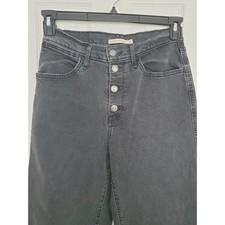Levi's Mile High Cropped Wide Leg Black Button Fly Jeans 28