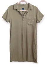 The Gap Tan Lyocell Midi Shirt Dress Short Sleeve Size Small Coastal Preppy