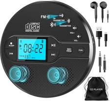 Portable CD Player W/ Bluetooth Discman CD Player Car W/ FM Transmitter