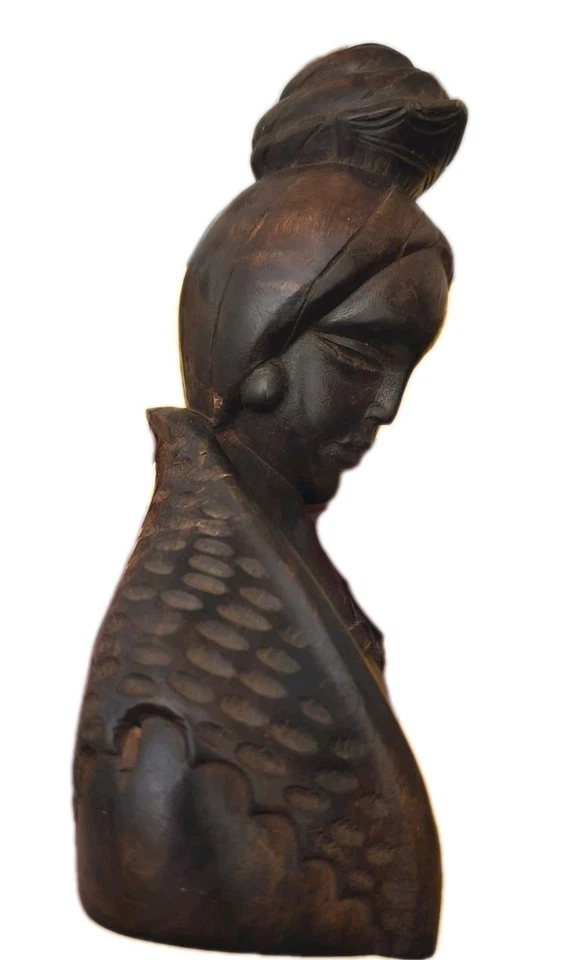 Estatuilla estatua de mujer de madera tallada a mano tailandesa - Madera de teca Tailandia arte asiático Foto 3 de 4