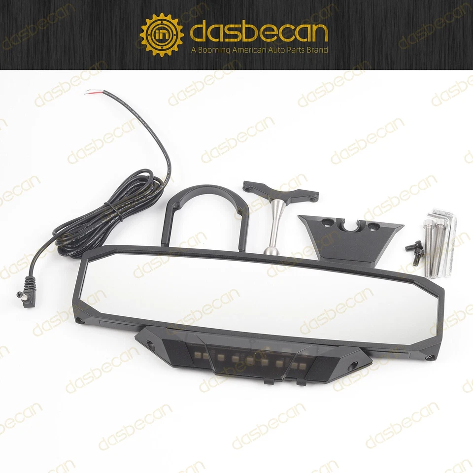 UTV Rear View Center Mirror 7 Color LED lights 1.2"-2" Clamp For Polaris RZR XP Foto 3 de 4