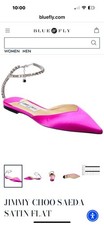 Jimmy Choo Saeda Satin Crystal Embellished Ankle Strap Hook Closure Sz 7 New/Box