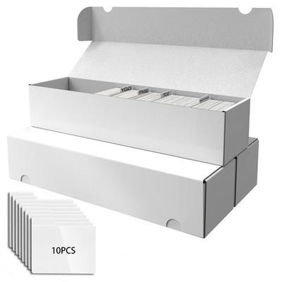 Card Box for Trading Cards Storage Box, Laminated 3-Pack-Divider, White 