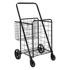 Amazon Basics Foldable Collapsible Shopping Utility Cart with X-Large, Black