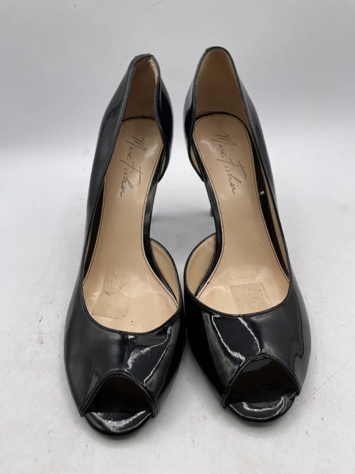 Marc Fisher D'Orsay Tacón Joey 2 Para Mujer Talla 9.5 Negro Charol Sin Cordones Foto 2 de 4