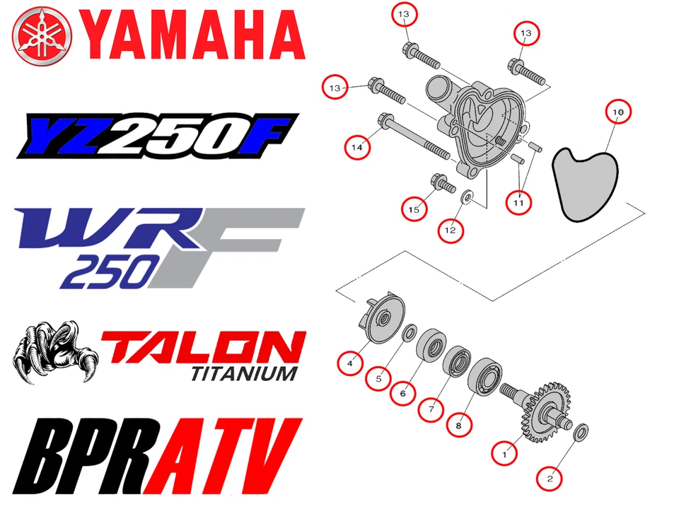 01-13 Yamaha YZ250F Billet Impeller Gear Bearing Ti Bolts Water Pump Rebuild Kit - Image 2 of 4