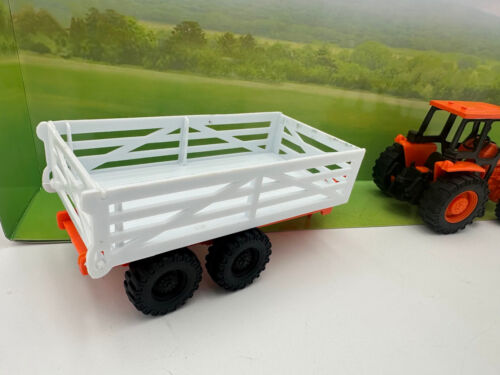 G Scale Kubota M5-1111 Orange Farm Tractor and Trailer from New Ray Toys 1:32 - Picture 3 of 5