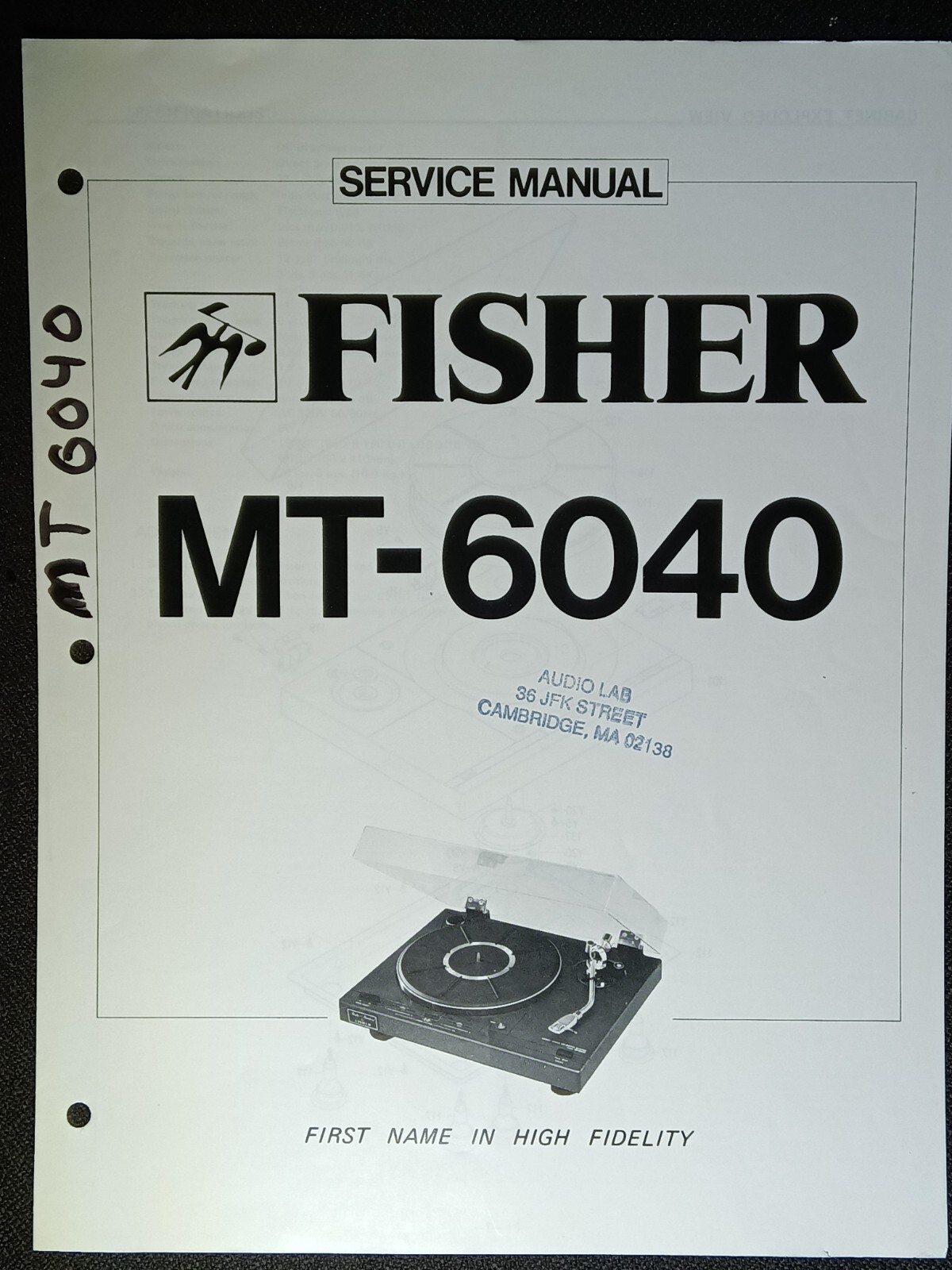 Fisher MT-6040 Semi Auto Stereo Turntable Service Manual Original