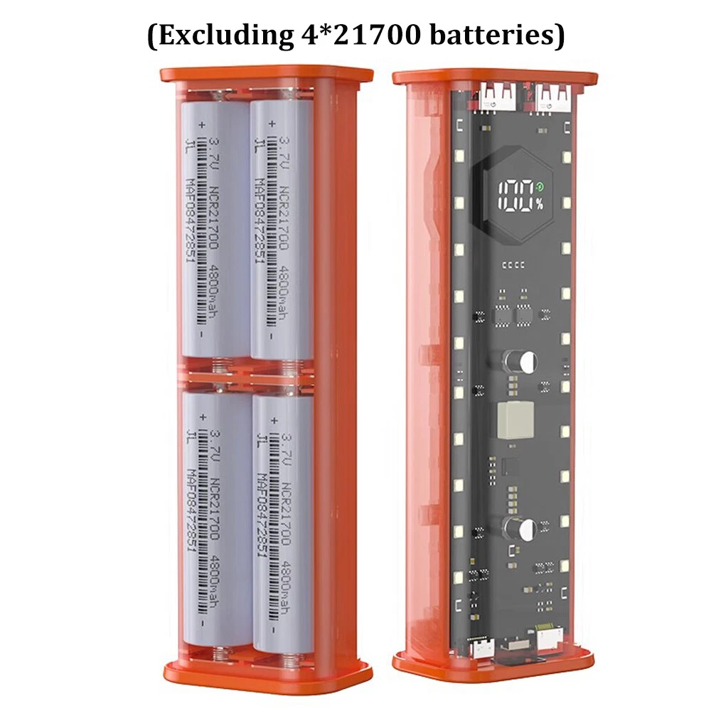 21700 DIY Power Bank Case Kit with Fast Charging 4 Slots No Batteries Included