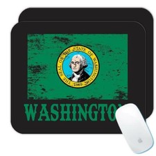 Washington : Gift Mousepad Flag Distressed Souvenir State USA Christmas Coworker