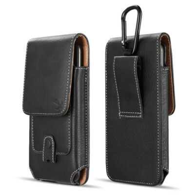 Vertical Cell Phone Belt Clip Loop Pouch Holster Waist Bag Card Slots Case Cover