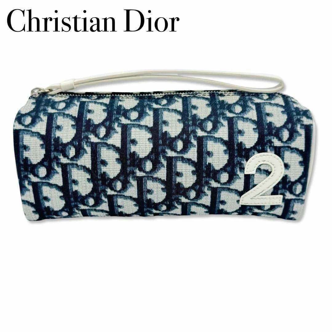 Christian Dior Pochette Pochette Sac Trotteur PVC Cuir Bleu Marine 202501R
