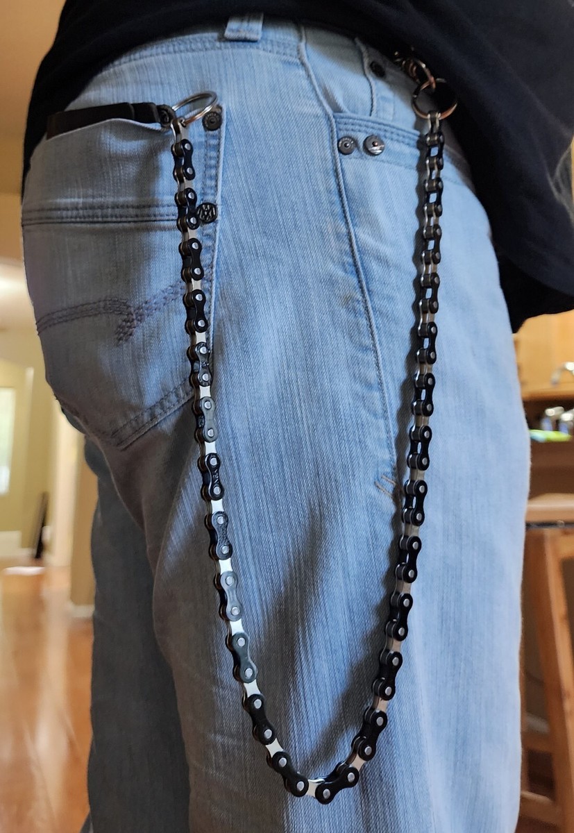 Zebra Two-Tone Wallet Chain | Black & Silver Checkerboard Punk Ska