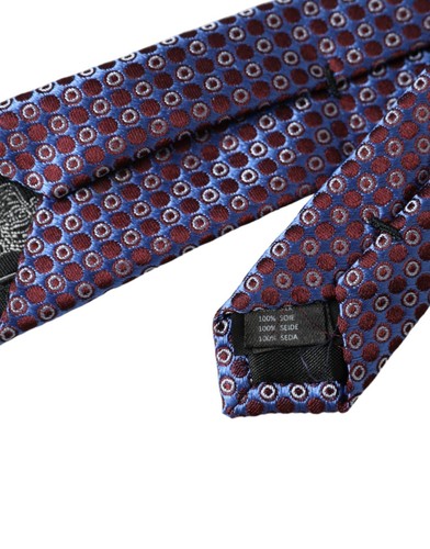 DOLCE & GABBANA Tie Blue Purple Patterned Silk Adjustable Men Necktie RRP 300usd - Picture 6 of 6