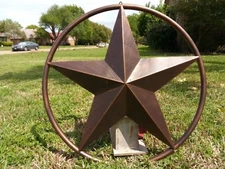 16" BARN LONE STAR METAL SOLID RING ART RUSTIC BRONZE WESTERN HOME DECOR