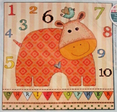 Cross Stitch Kit Baby Hippo 123 Dimensions Counted 70-73989 10x10