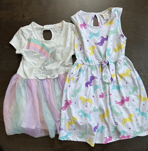 set of two girls unicorn dresses size 6 