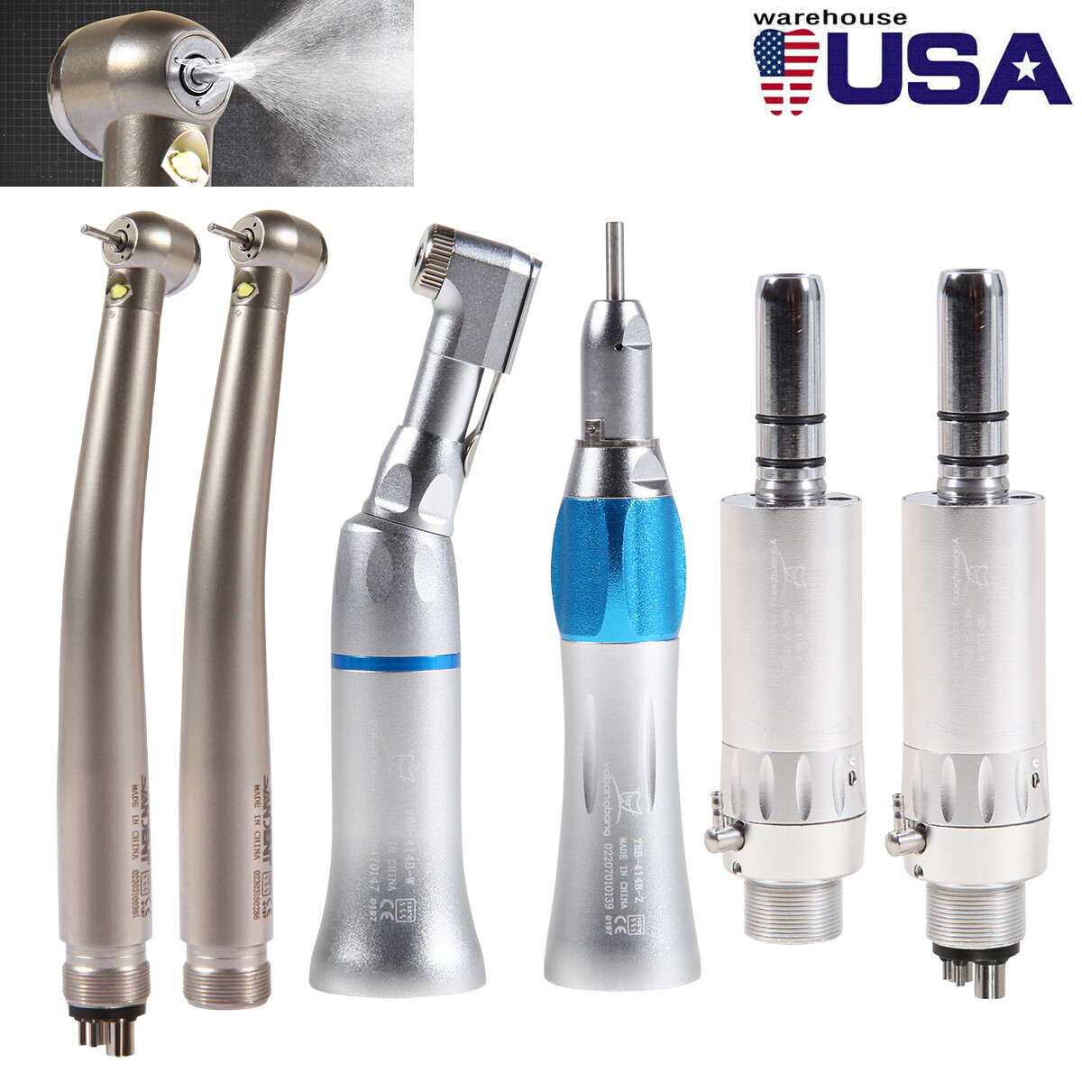 Joy Dental High & Low Speed Dental Handpiece Kit - 4 Hole Push Button (Model JD005-16 M4S)