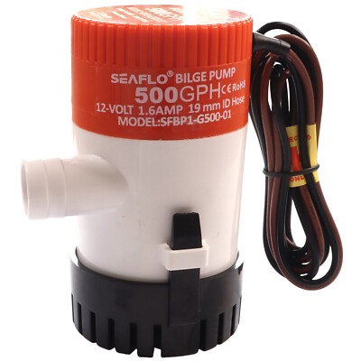 SEAFLO Elektrische Boot Bilgenpumpe, 12 Volt, 500 GPH, 19mm Steckdose Kostenloser Versand
