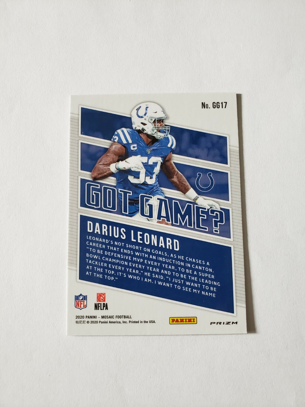2020 Panini Mosaic - Got Game? Shaquille Leonard #GG17 Mosaic Prizm for ...