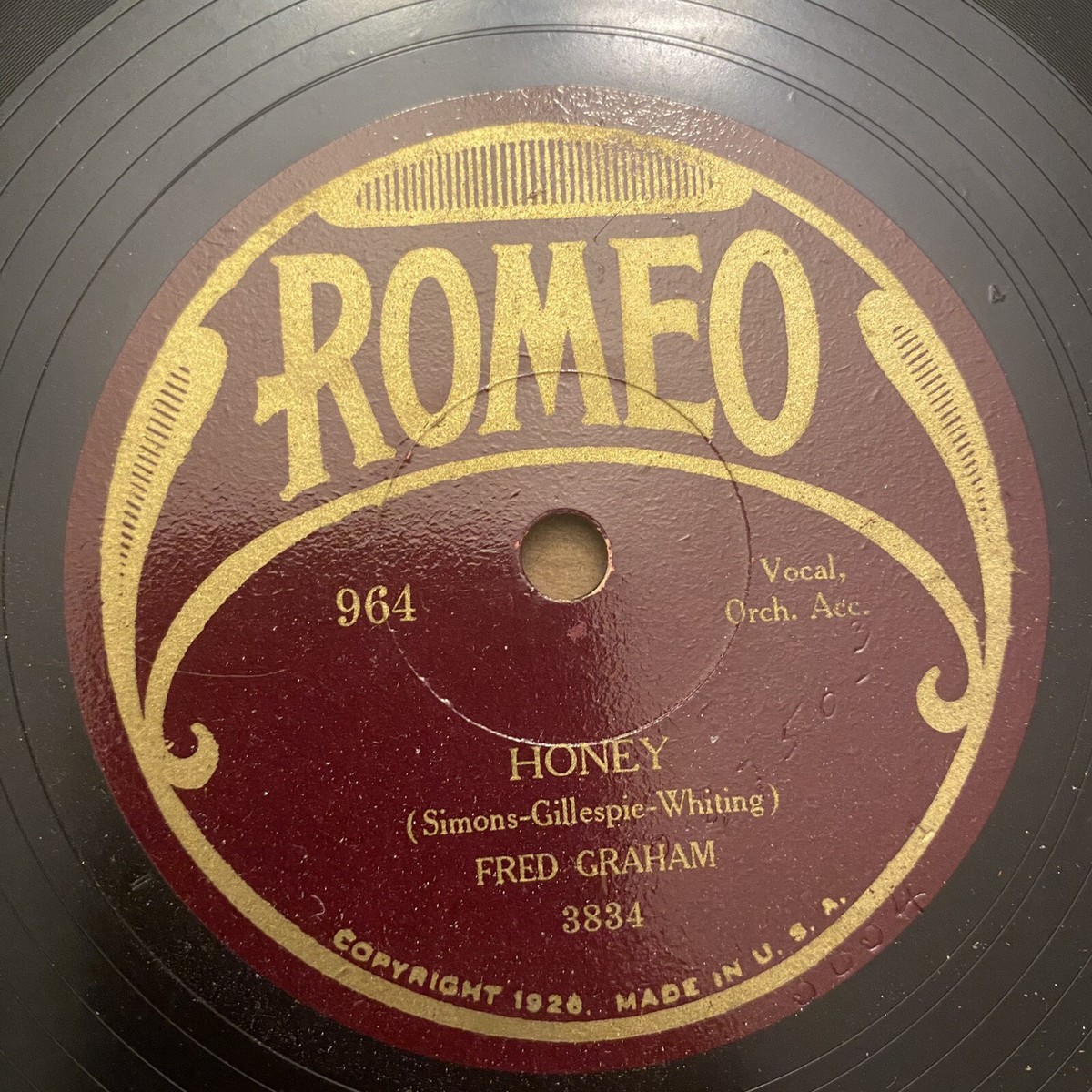 Romeo 3834 10” 78 Record Fred Graham Honey / Cart Hunter Mandalay