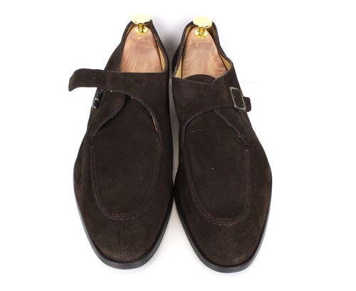 SUITSUPPLY Men Formal Shoes EU44 Dark Brown Pure Calf Leather Monk Strap Suede - Picture 3 of 14