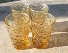 Vintage Set Of 4 Anchor Hocking Lido Milano 3 7/8”Glass Tumblers Honey Amber 4oz