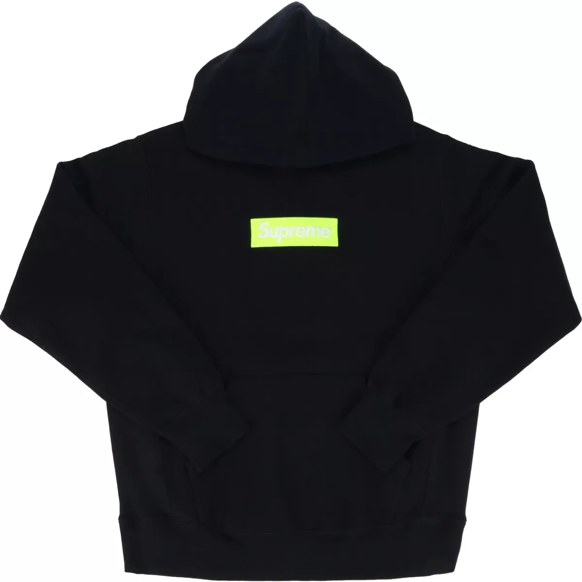 Supreme Box Logo Hoodie Hooded Sweatshirt Black Neon Yellow Logo - Size M -  FW17