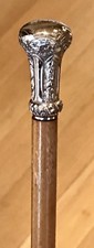 Vintage Antique 19C Gold Filled Engraved Swagger Knob Walking Stick Cane Old