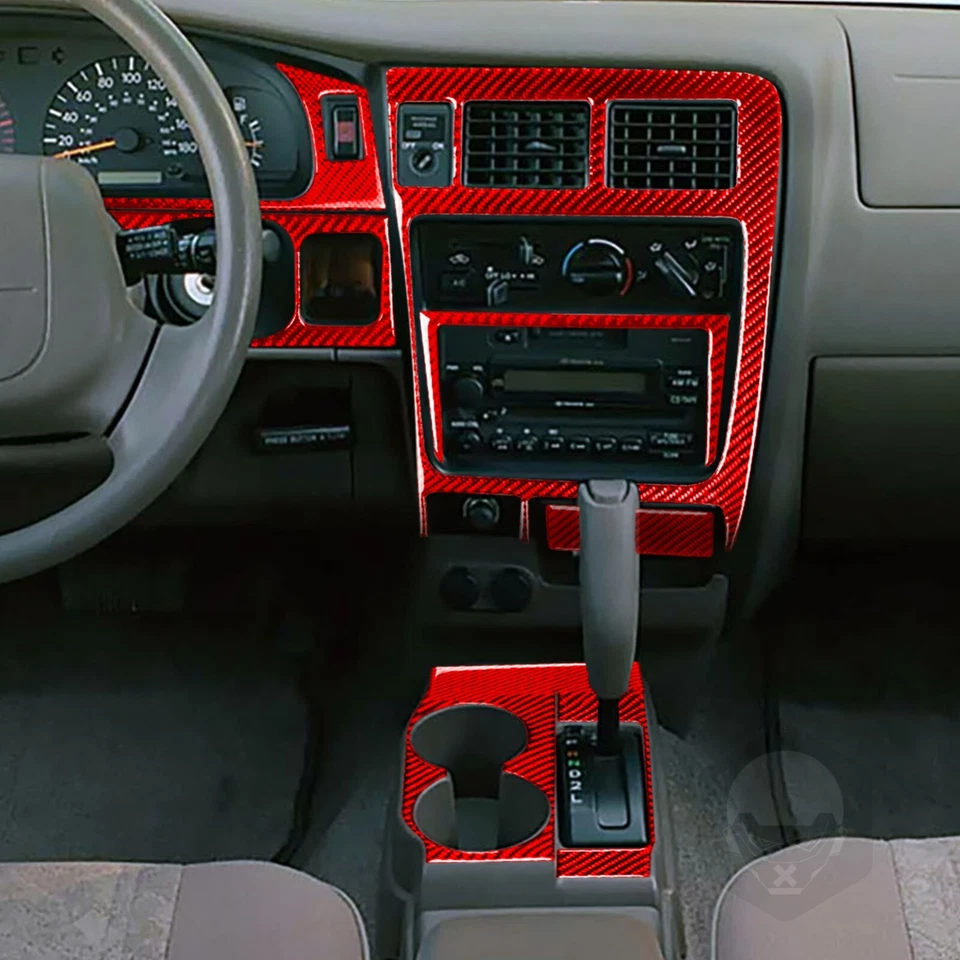 Kits completos interiores de fibra de carbono roja de 26 piezas para Toyota Tacoma 2001-2004 Foto 3 de 4