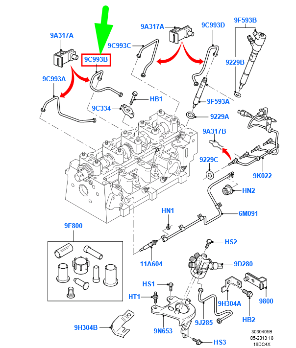 FORD TRANSIT CONNECT MK1 Fuel Supply Tube Cylinder No.2