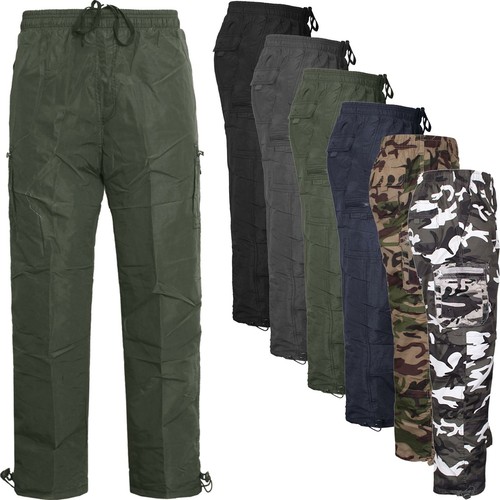 Mens Thermal Fleece Lined Cargo Trousers Elasticated Outdoor Walking
