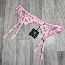 Honey Birdette Pink Heart Faux Leather Suspender Garter Belt Size XL