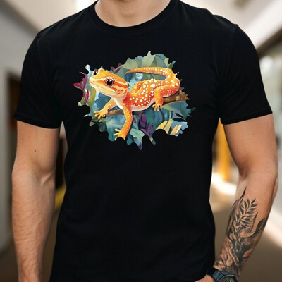 Herren T-Shirt Gecko Motiv Baumwolle Größe XS bis 5XL