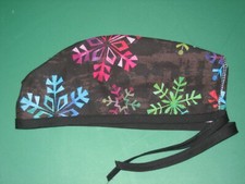 Surgical Scrub Hats caps Christmas Winter Colorful Snowflakes