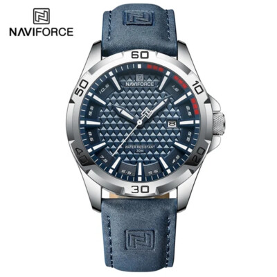 NAVIFORCE Men Quartz Watch Leather Watch Gifts Simple Dial Male Sport Wristwatch
