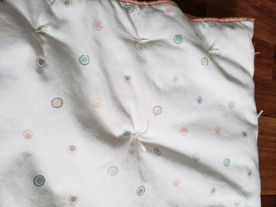 复古手工儿童房被子 53x34 和枕套 17x12 白色 — 第 4/4 张图片