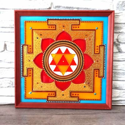 Stained glass paint Durga Yantra Vedic astrology Jyotish Mandala glass art Vastu