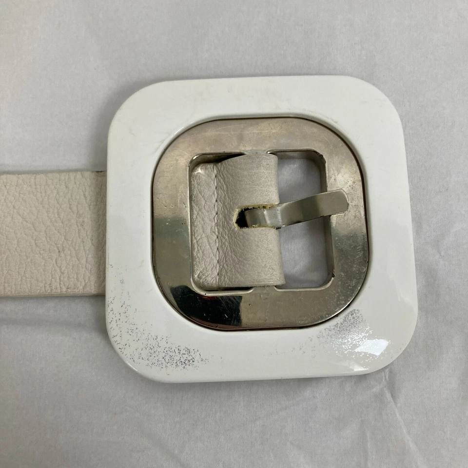 Dolce & Gabbana Mujer Cuero Blanco Hebilla Cinturón Logotipo Repujado Talla L XL 100 88 Foto 4 de 4