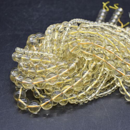 Grade A Natural Lemon Quartz (yellow) Gemstone Round Beads - 4mm 6mm 8mm 10mm - Picture 1 of 7