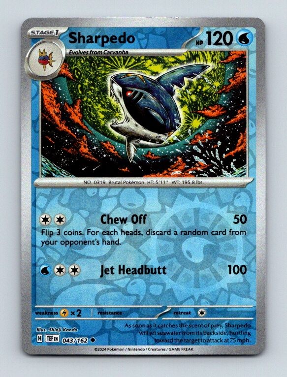 Sharpedo 043/162 Uncommon SV05: Temporal Forces Pokemon Near Mint