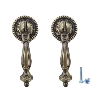 2PCS Antique Bronze Metal Drawer Tear Drop Cabinet Decorative Pull Handle Knob