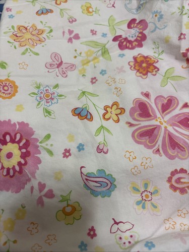 POTTERY BARN KIDS Crib Fitted Sheet Garden Party Floral Print 100% Cotton