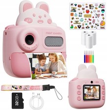 Mini stampante per bambini fotocamera 32 gb 3 rotoli adesivi pennarelli regalo divertente