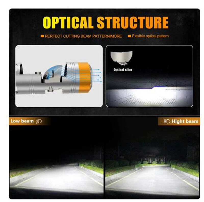 2x H7 H18 1:1 Wireless Bi LED Projector Lens Headlight Bulb Turbo 30000lm Lamp - Image 2 of 4