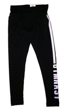 Justice Gymnast Pants Leggings Gymnastics Logo Tight Fit Black Purp New Girl 7