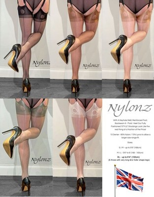 NYLONZ Fully Fashioned ''Style'' POINT HEEL Strümpfe - alle Farben / alle Größen