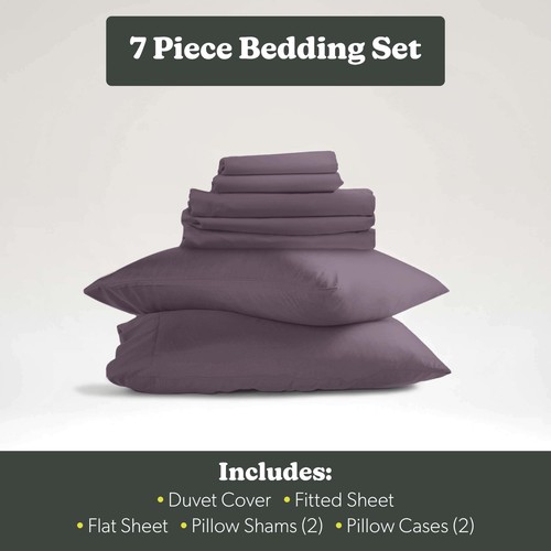 7-Piece Bedding Set with Duvet Cover & Fitted Sheet – Soft & Breathable - Picture 63 of 77